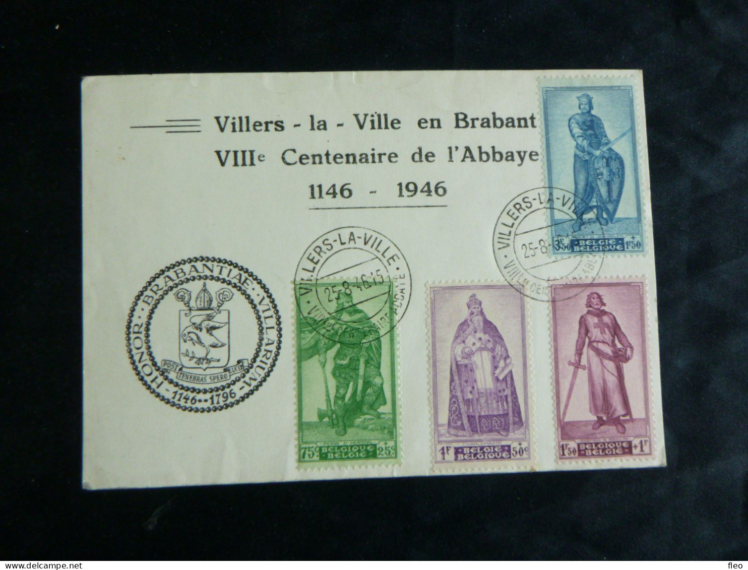1946 737/740 Carte Souvenir Villers La Ville En Brabant 1146/1946 - Documents Commémoratifs
