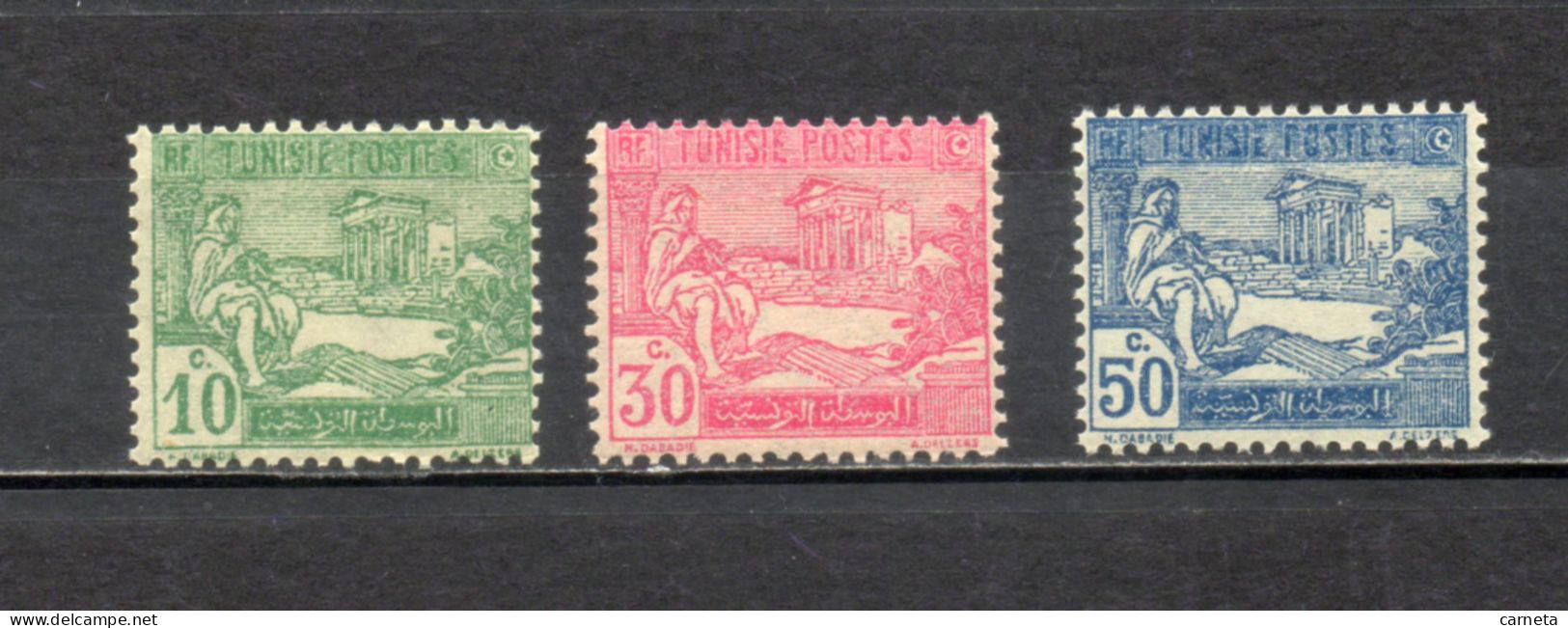 TUNISIE N° 76 à 78    NEUFS SANS CHARNIERE COTE 3.25€   JOUEUR DE PIPEAU  CAPITOLE MONUMENT - Neufs