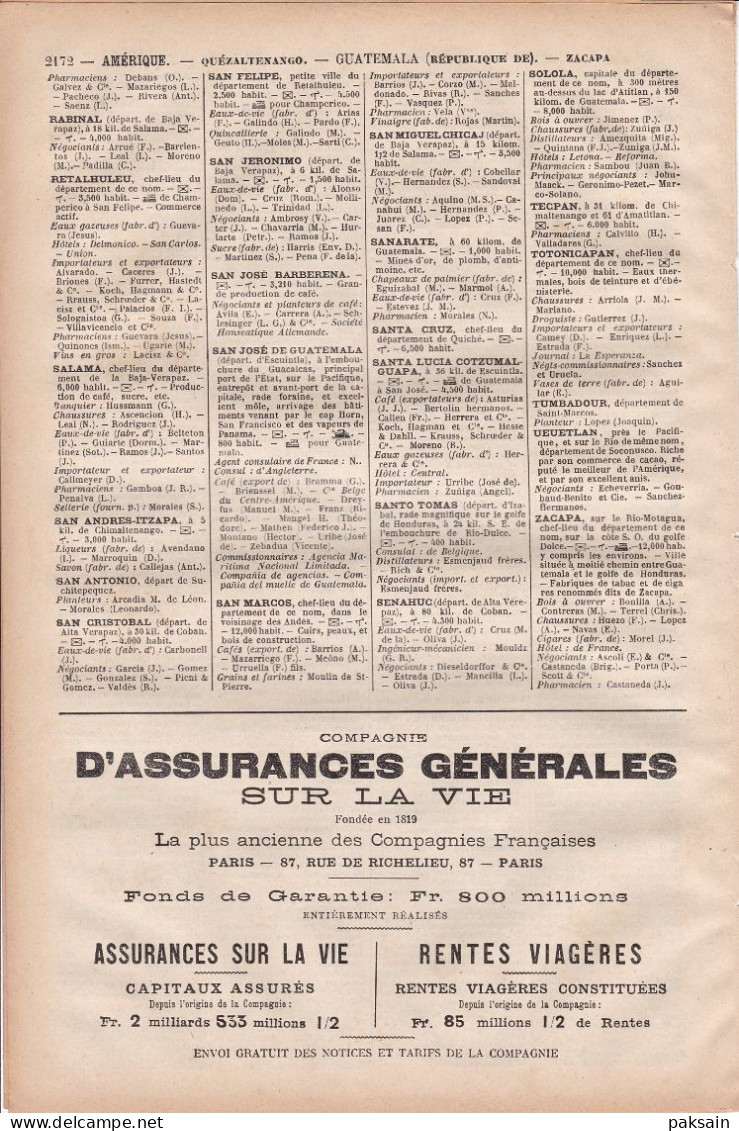 République De GUATEMALA 4 Pages Annuaire Commerce DIDOT-BOTTIN 1905 étranger Amérique Du Sud - Historical Documents