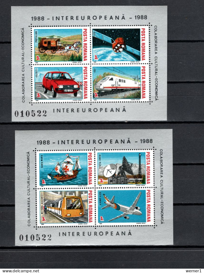 Romania 1988 Space, Intereuropa Set Of 2 S/s MNH - Europa