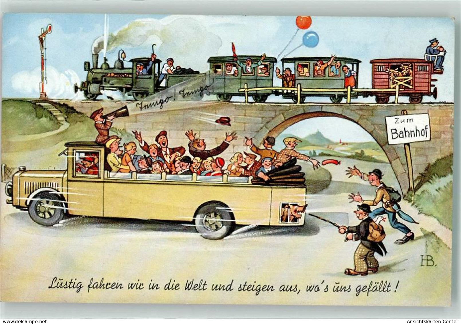 39289004 - Eisenbahn, Omnibus Rundfahrten Humor  , Schwaebischer Kunstverlag Nr. 340 - Böttcher, Hans