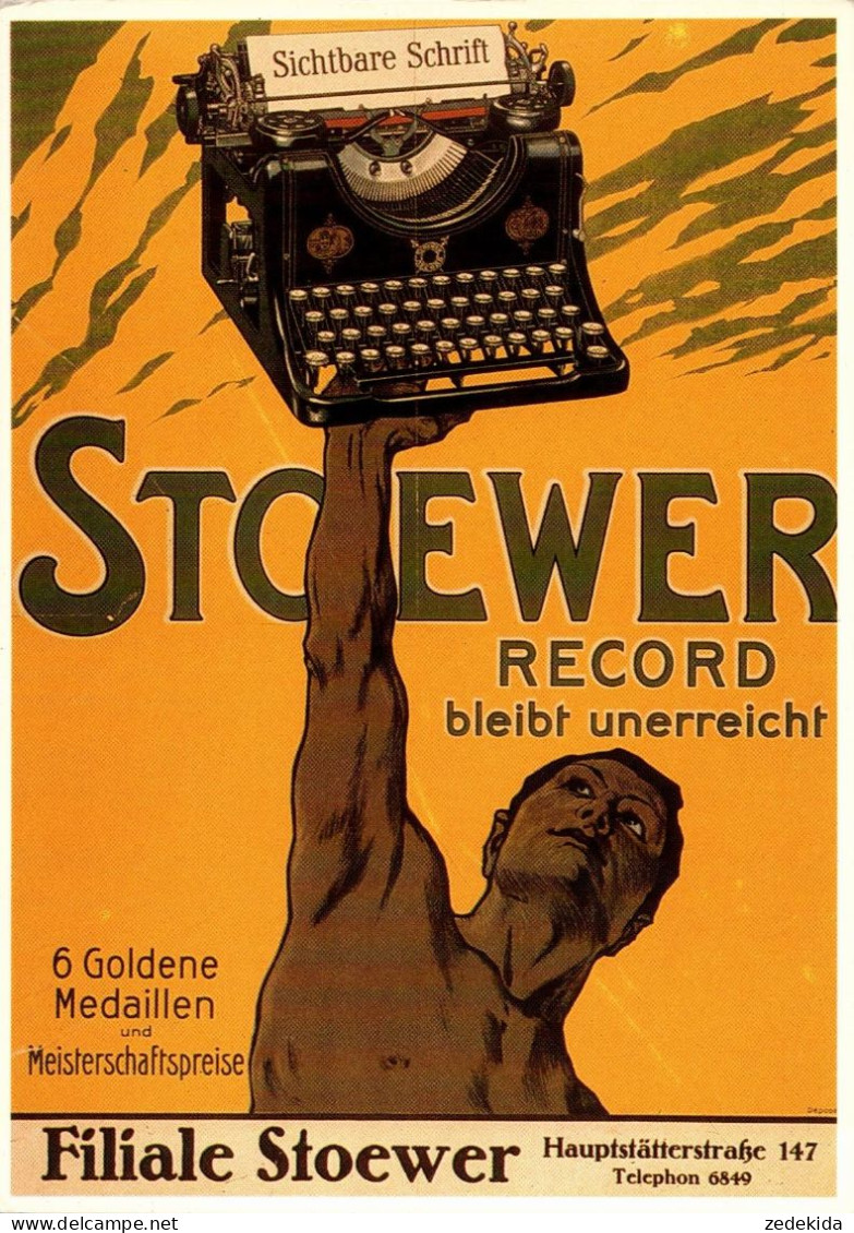 H1359 - TOP Stoewer Schreibmaschine Werbekarte Werbung Plakat - Gavel Verlag - Advertising