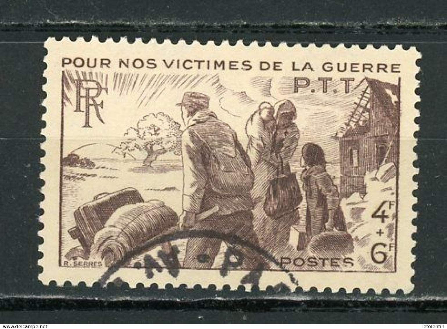FRANCE - POUR LES VICTIMES DE LA GUERRE - PTT - N° Yvert 737 Obli. Ronde De “PARIS” - Used Stamps