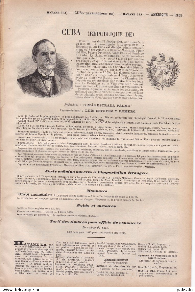 CUBA 14 Pages Annuaire Commerce DIDOT-BOTTIN 1905 étranger Amérique Du Sud La Havane Cruces Marianao Etc... - Documentos Históricos