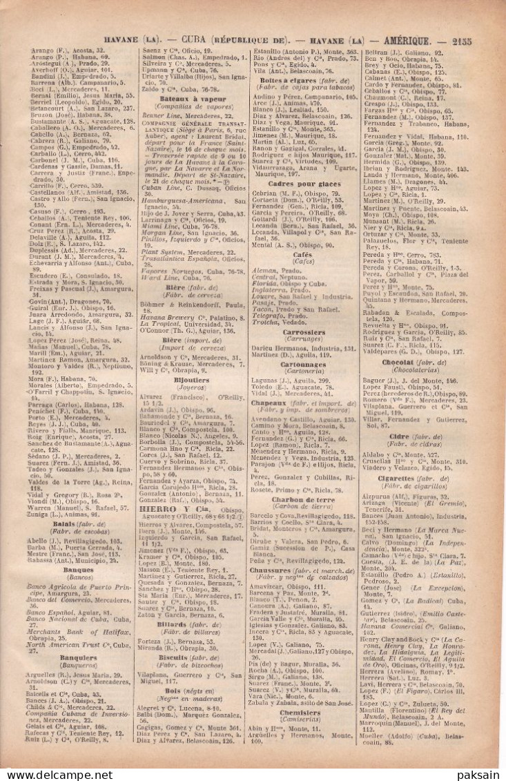 CUBA 14 Pages Annuaire Commerce DIDOT-BOTTIN 1905 étranger Amérique Du Sud La Havane Cruces Marianao Etc... - Historical Documents