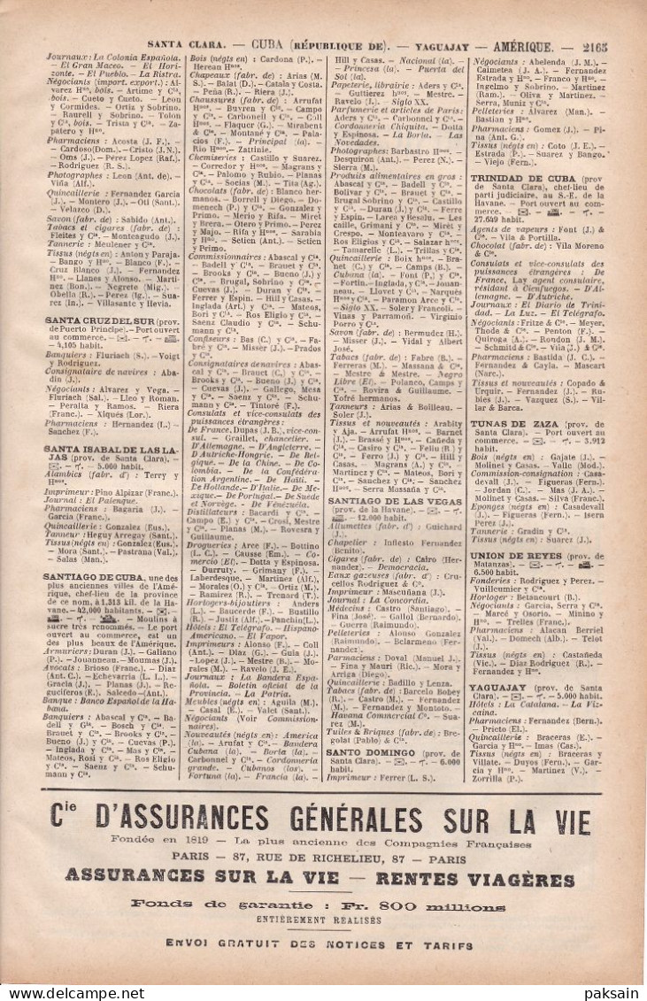 CUBA 14 Pages Annuaire Commerce DIDOT-BOTTIN 1905 étranger Amérique Du Sud La Havane Cruces Marianao Etc... - Historical Documents