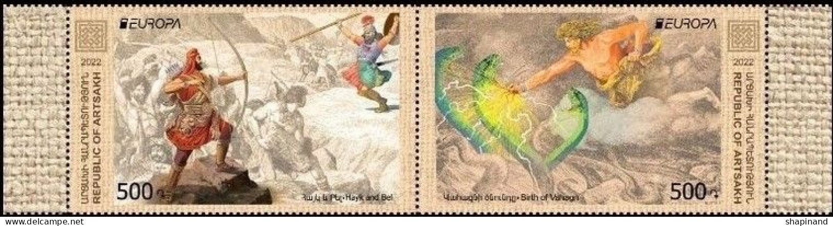 Artsakh 2022 "Europa.Epics & Legends"."Birth Of Vahagn Godoffire","King Hayk & Bel" 2v Zd Perforated Quality:100% - Armenien