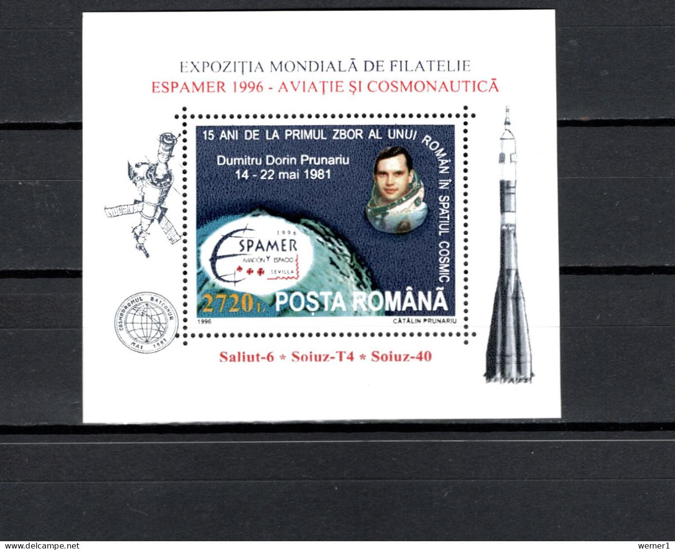 Romania 1996 Space, Espamer '96 Sevilla, Dumitru Prunariu S/s MNH - Europa