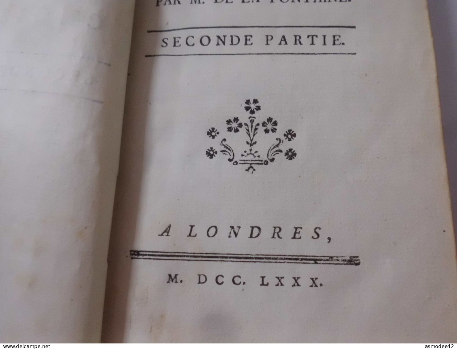 FABLES CHOISIES PAR LA FONTAINE  1780 TOME 2 SEUL DIM 12,5 X 7,5 cm LIVRE ANCIEN XVIII ème