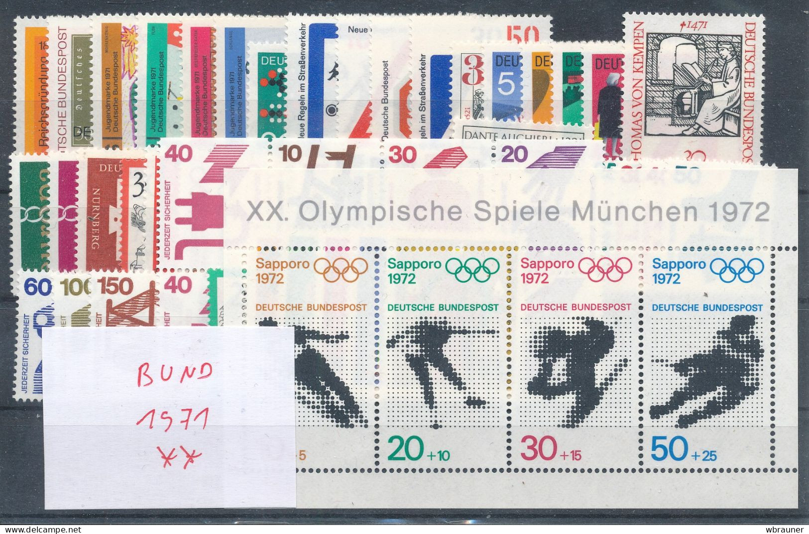 Bund Jahrgang 1971 ** Komplett Incl. C-D-Werten Mi. 40,- - Unused Stamps