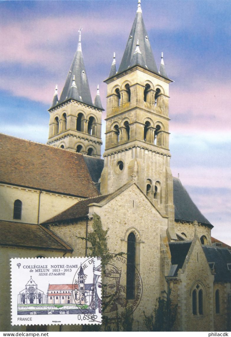 FRANCE - N° 4743 SUR CARTE MAXIMUM OBLITEREE AVEC CAD 2013 CENTENAIRE DE LA COLLEGILAE NOTRE DAME DE MELUN - 2010-2019