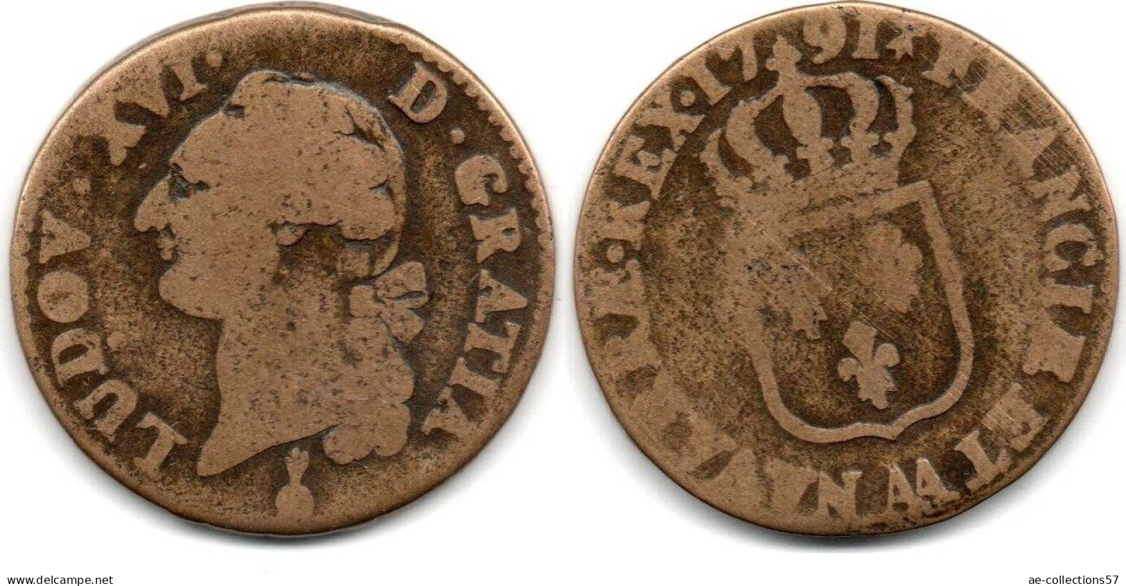 MA 32623 / France - Frankreich 1 Sol 1791 AA 2 ème Semestre Louis XVI TB - 1774-1791 Ludwig XVI.