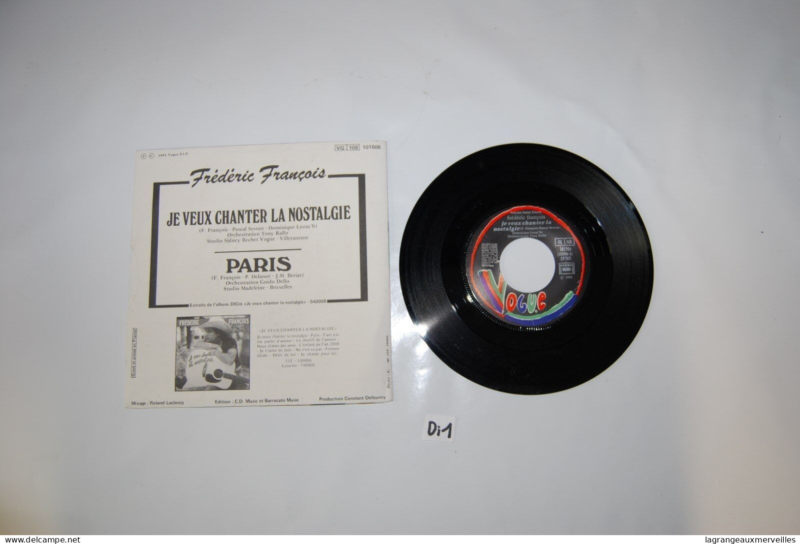 Di1- Vinyl 45 T - Fréderic François - Vogue 1981 - Paris - Je Veux Chanter - Andere - Franstalig