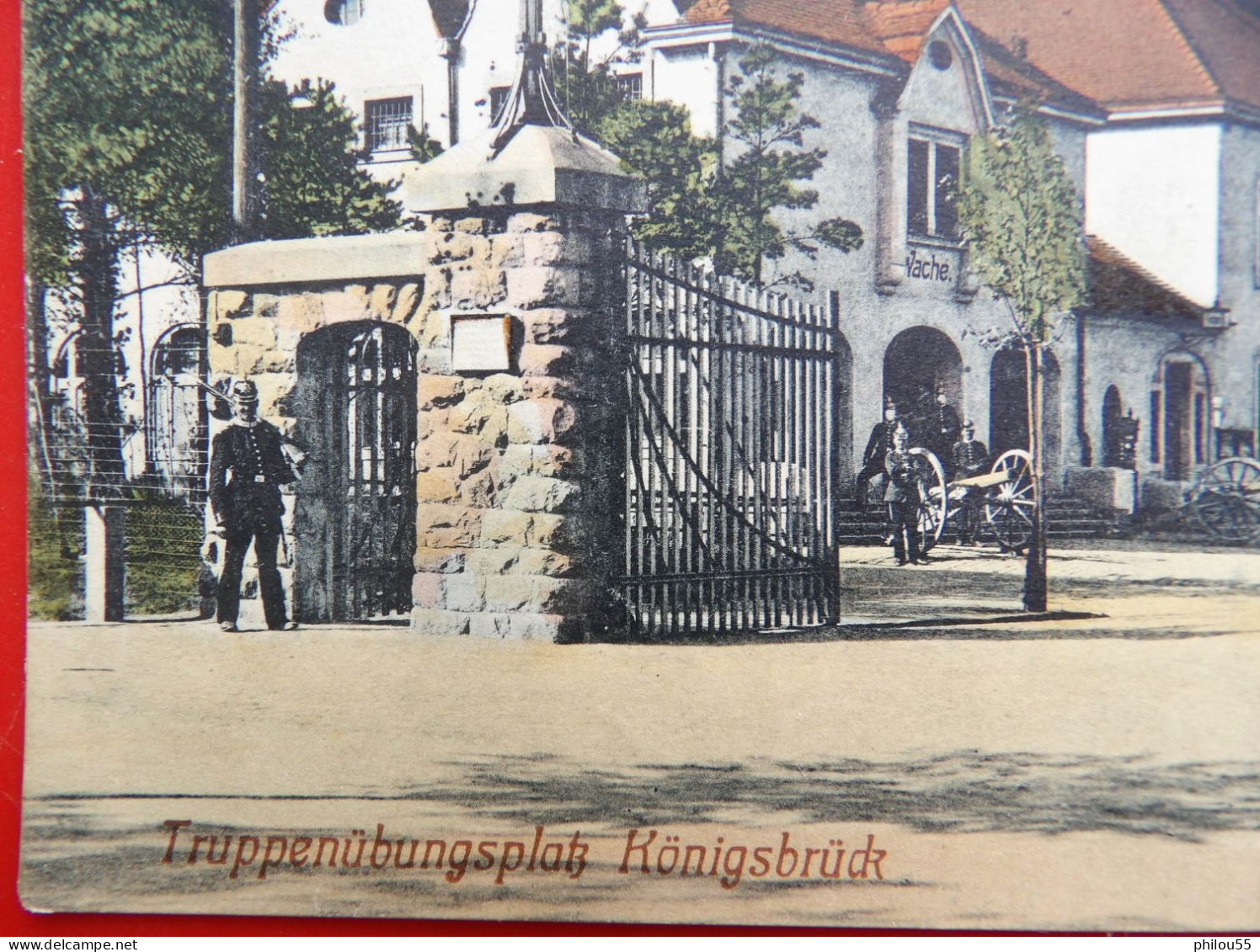 Cpa Saxe KONIGSBRUCK Truppenubungsplass Wache Und Post Couleur - Königsbrück