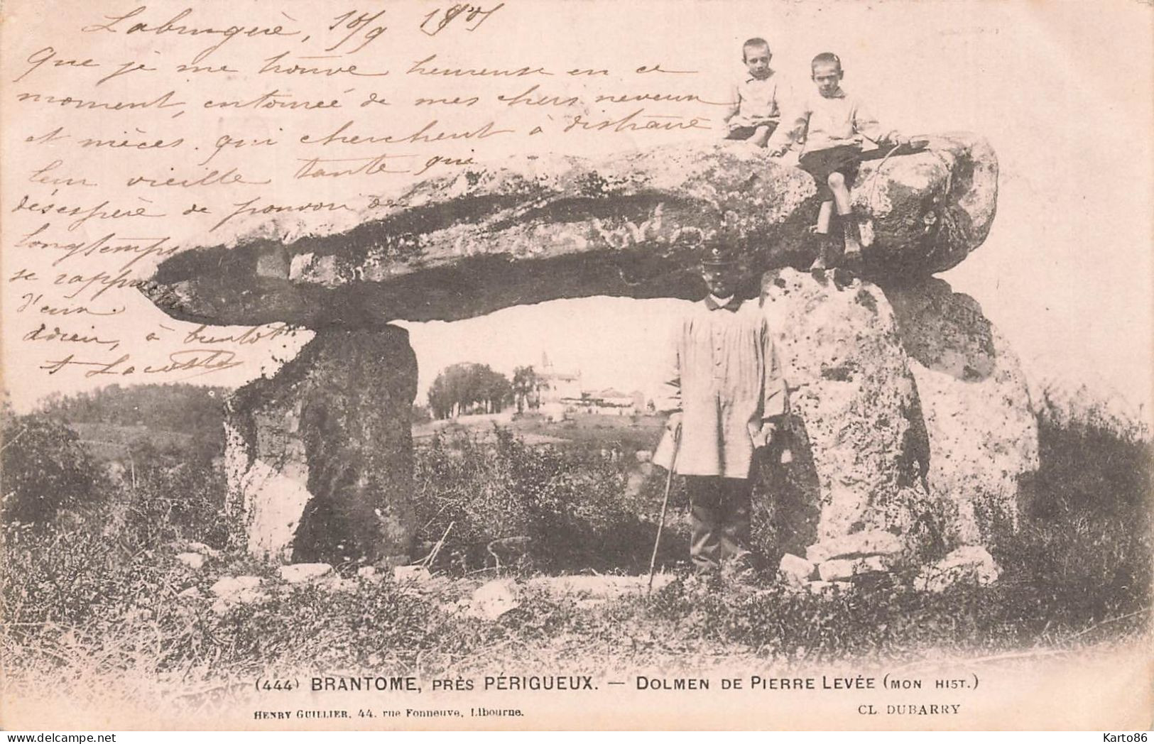 Brantome , Près Périgueux * 1901 * Dolmen De Pierre Levée * Menhir Pierres Monolithe Mégalithe * Enfants Villageois - Brantome