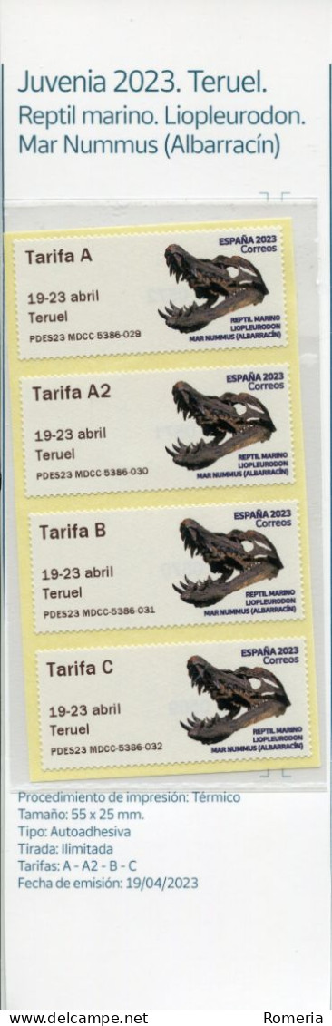 Espagne - 2023 - Juvenia 2023 Teruel - Reptil Marino. Liopleurodin Mar Nummus (Albaracin) - Machine Labels [ATM]