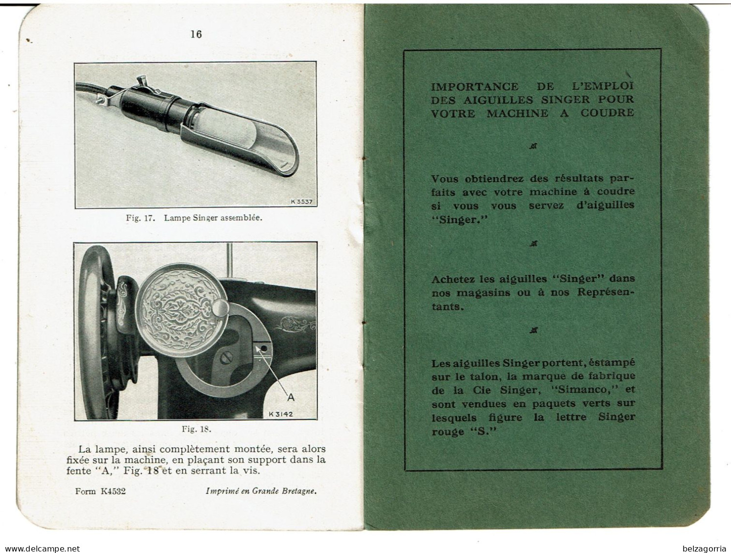 MANUEL INSTRUCTIONS MOTEURS ELECTRIQUES SINGER B.R.K.  -  VOIR SCANS - Materiaal En Toebehoren