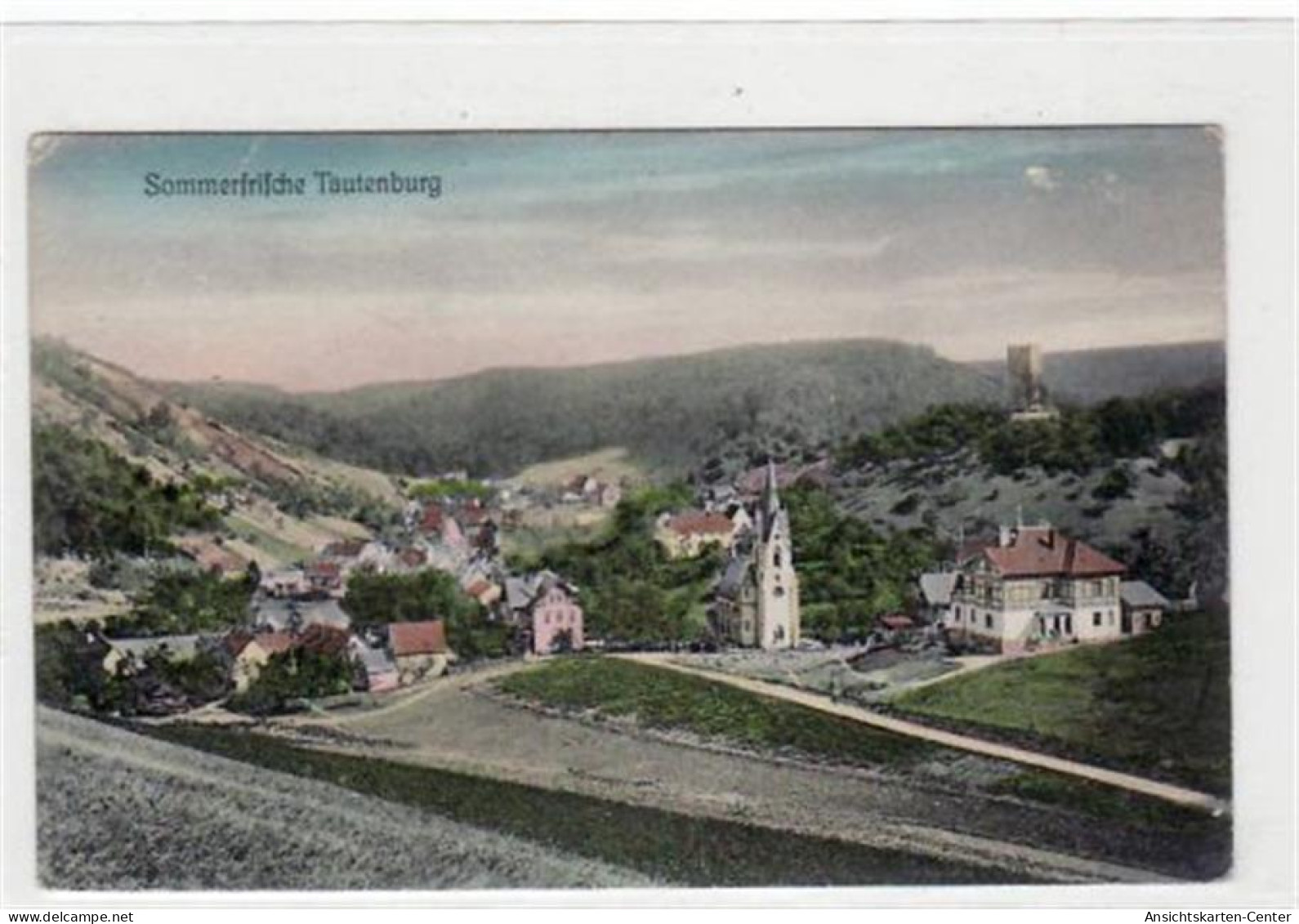 39018304 - Tautenburg I. Thuer. Mit Totalansicht Und Kirche Gelaufen Von 1910 Kleiner Knick Oben Links, Leichte Eckabsc - Jena
