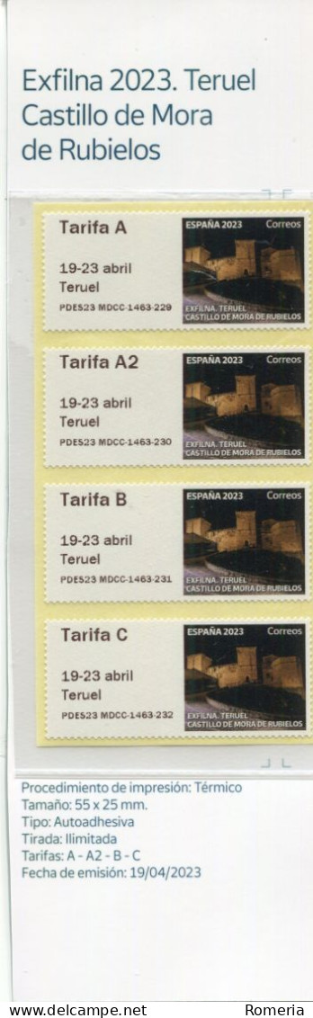 Espagne - 2023 - Exfilna 2023 - Teruel - Castillo De Mora De Rubielos - Timbres De Distributeurs [ATM]