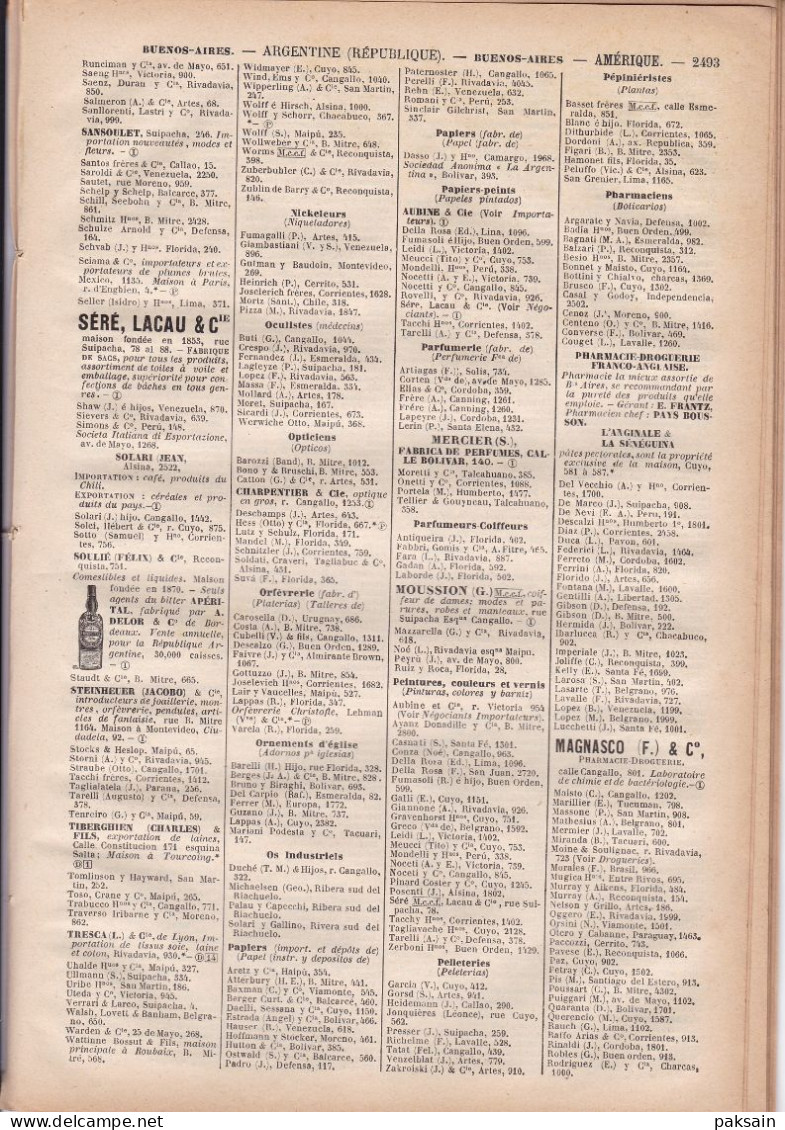 ARGENTINE 62 Pages Annuaire Commerce DIDOT-BOTTIN 1905 étranger Argentina Buenos-Aires La Plata Etc.... - Documentos Históricos