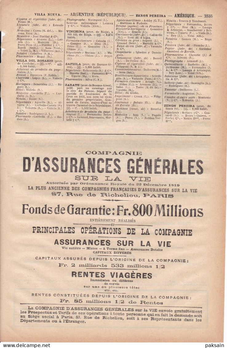 ARGENTINE 62 pages Annuaire Commerce DIDOT-BOTTIN 1905 étranger Argentina Buenos-Aires La Plata etc....