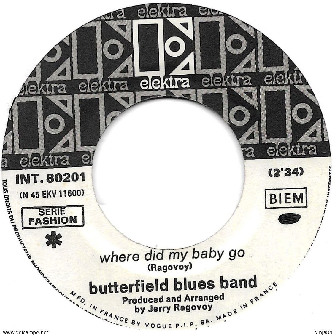 SP 45 RPM (7") The Butterfield Blues Band  " Where Did My Baby Go  " - Rock