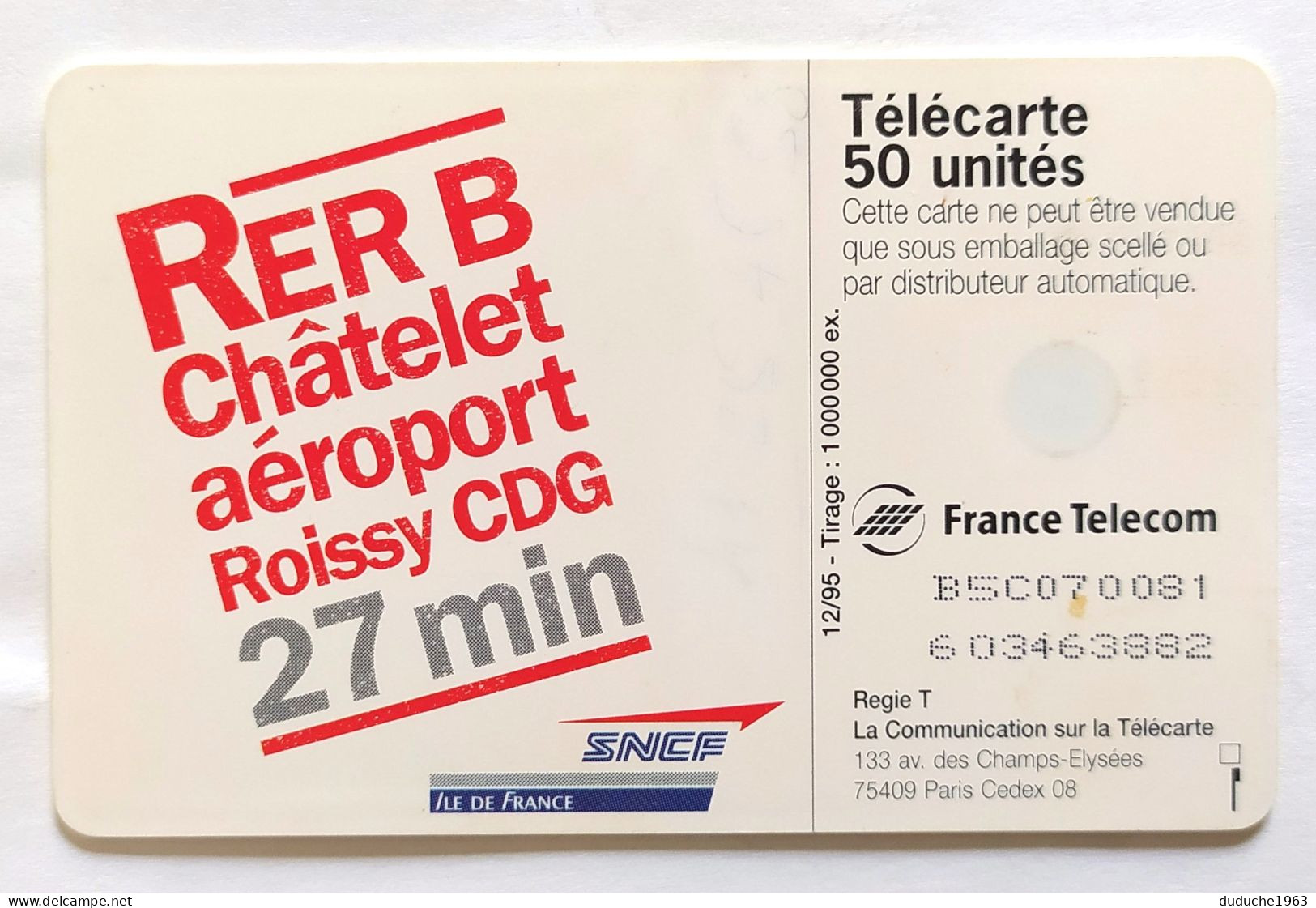 Télécarte France - SNCF - RER - Unclassified