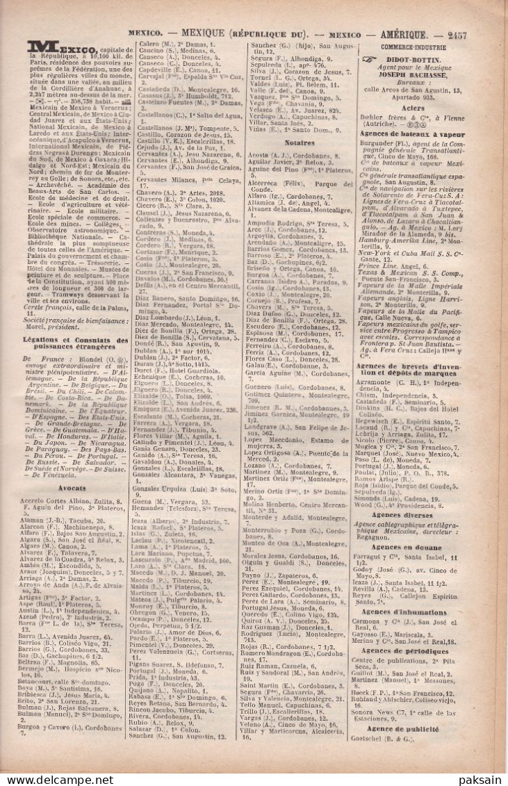 République Du MEXIQUE 20 Pages Annuaire Commerce DIDOT-BOTTIN 1905 étranger Amérique Republica Mexicana Mexico - Historical Documents