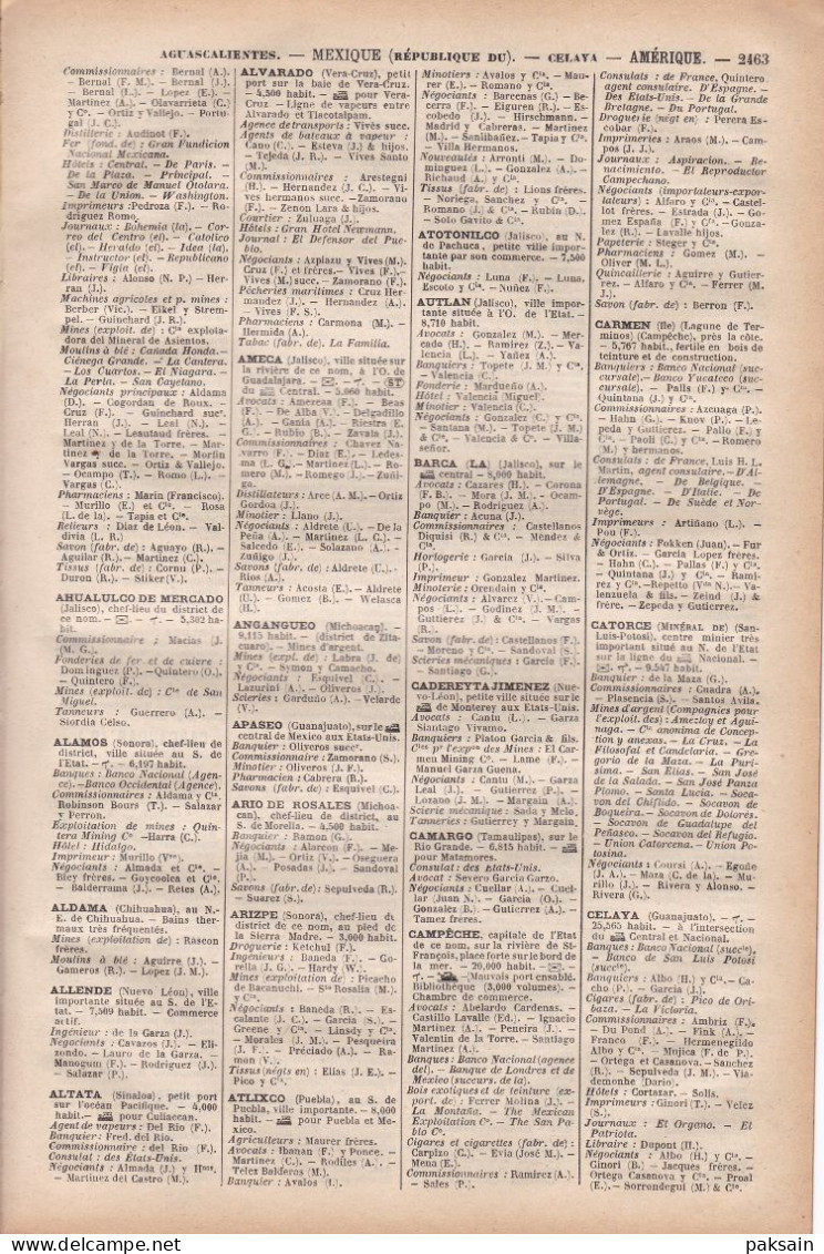 République Du MEXIQUE 20 Pages Annuaire Commerce DIDOT-BOTTIN 1905 étranger Amérique Republica Mexicana Mexico - Historical Documents