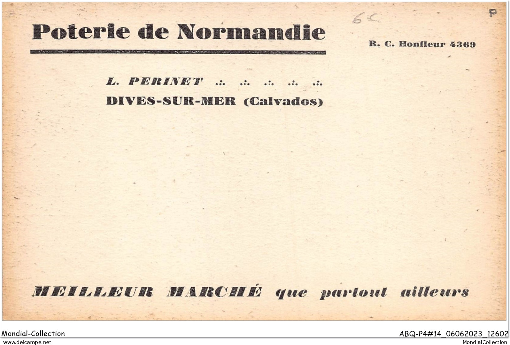 ABQP4-14-0303 - DIVES-SUR-MER - Perinet POTERIE DE NORMANDIE - Dives