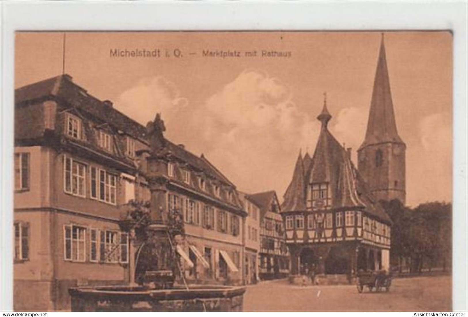 39093004 - Michelstadt Im Odenwald. Partie Mit Marktplatz Und Rathaus Ungelaufen  Gute Erhaltung. - Michelstadt