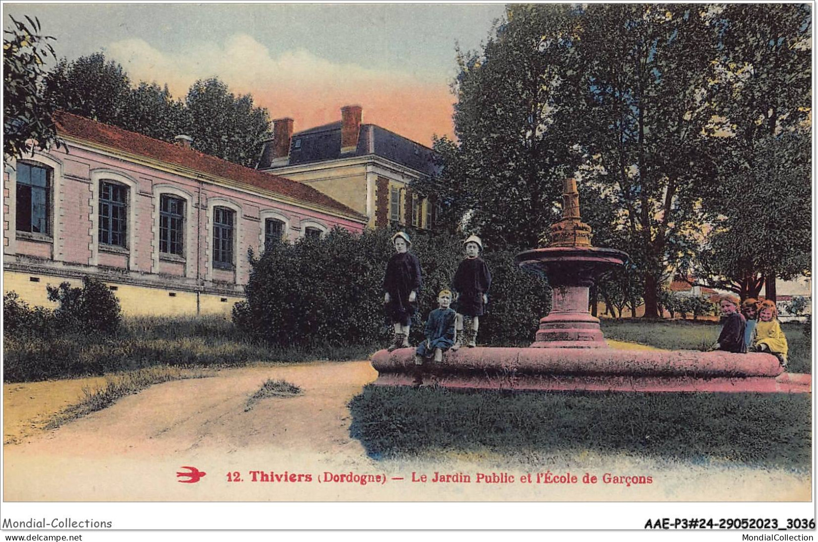 AAEP3-24-0250 - THIVIERS - Le Jardin Public Et L'Ecole De Garçons - Thiviers