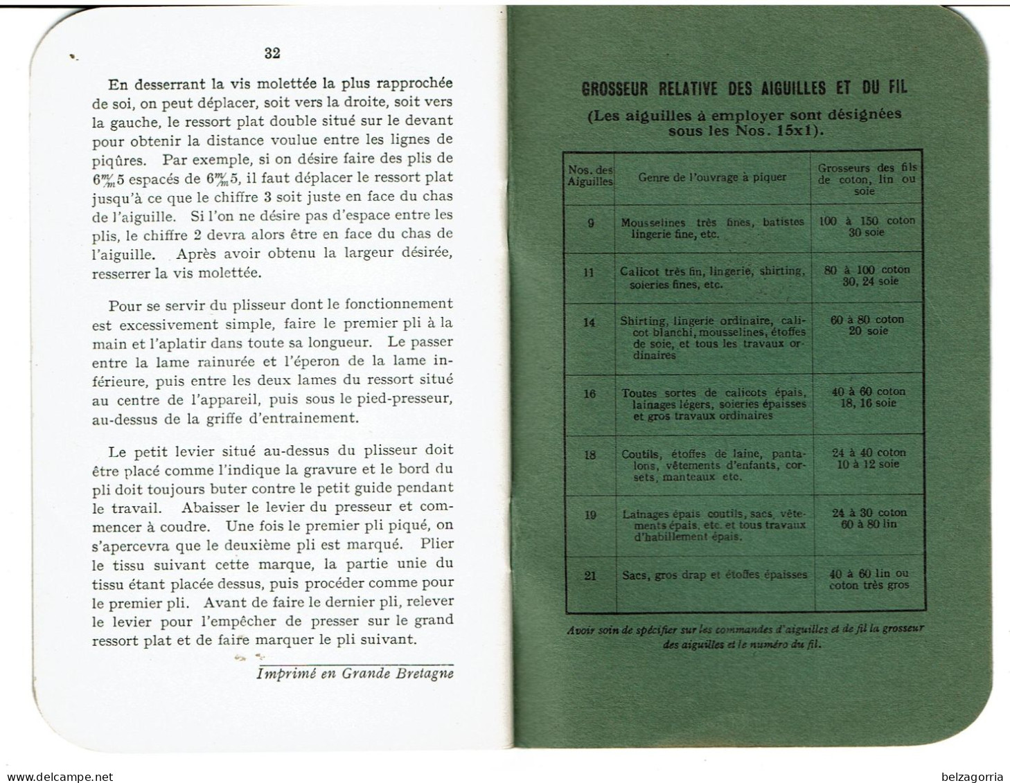 MANUEL INSTRUCTIONS MACHINE A COUDRE SINGER N° 15K88  -  VOIR SCANS - Material Und Zubehör