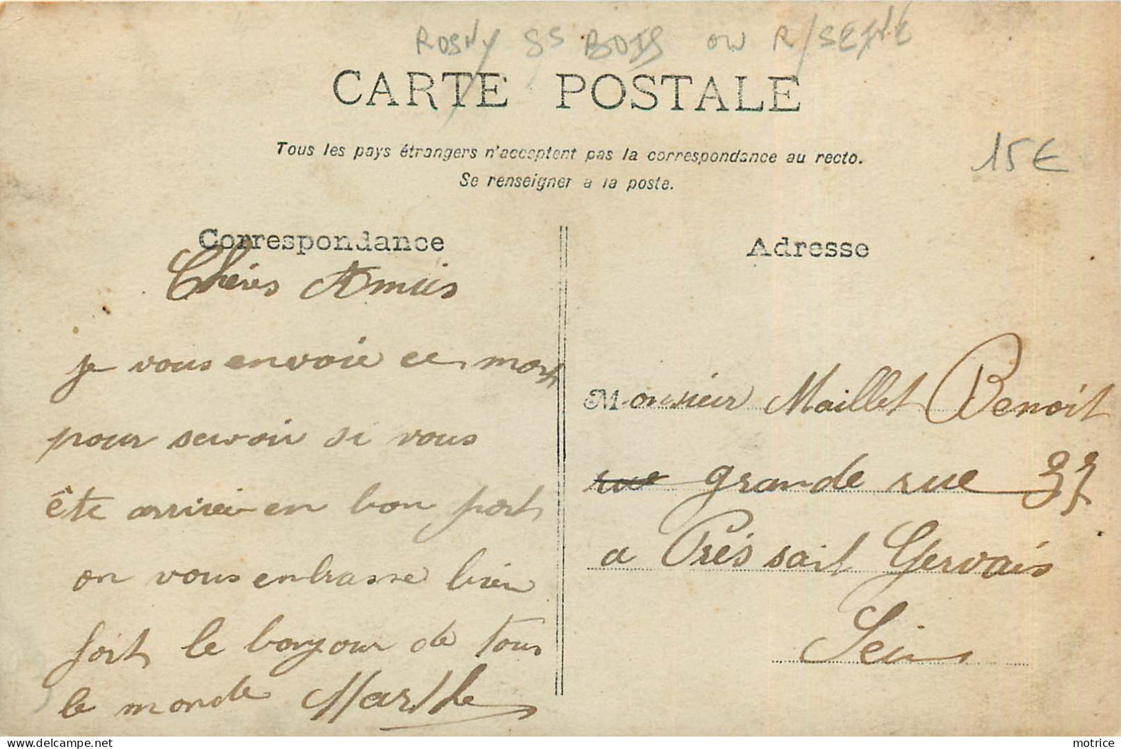 CARTE PHOTO - Un Attelage De Tonneaux De Vins, Carte à Localiser,, Cachet De Départ Rosny. - To Identify