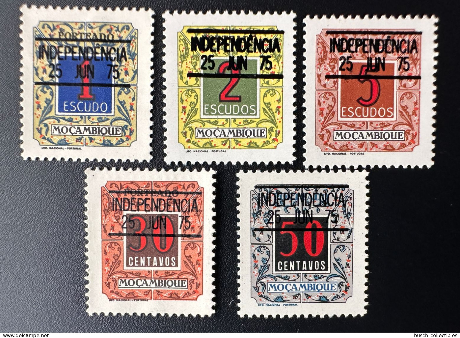 Moçambique Mozambique 1975 Mi. 56 - 60 Portomarken Postage Due Taxe Overprint Surcharge Independencia - Mozambico