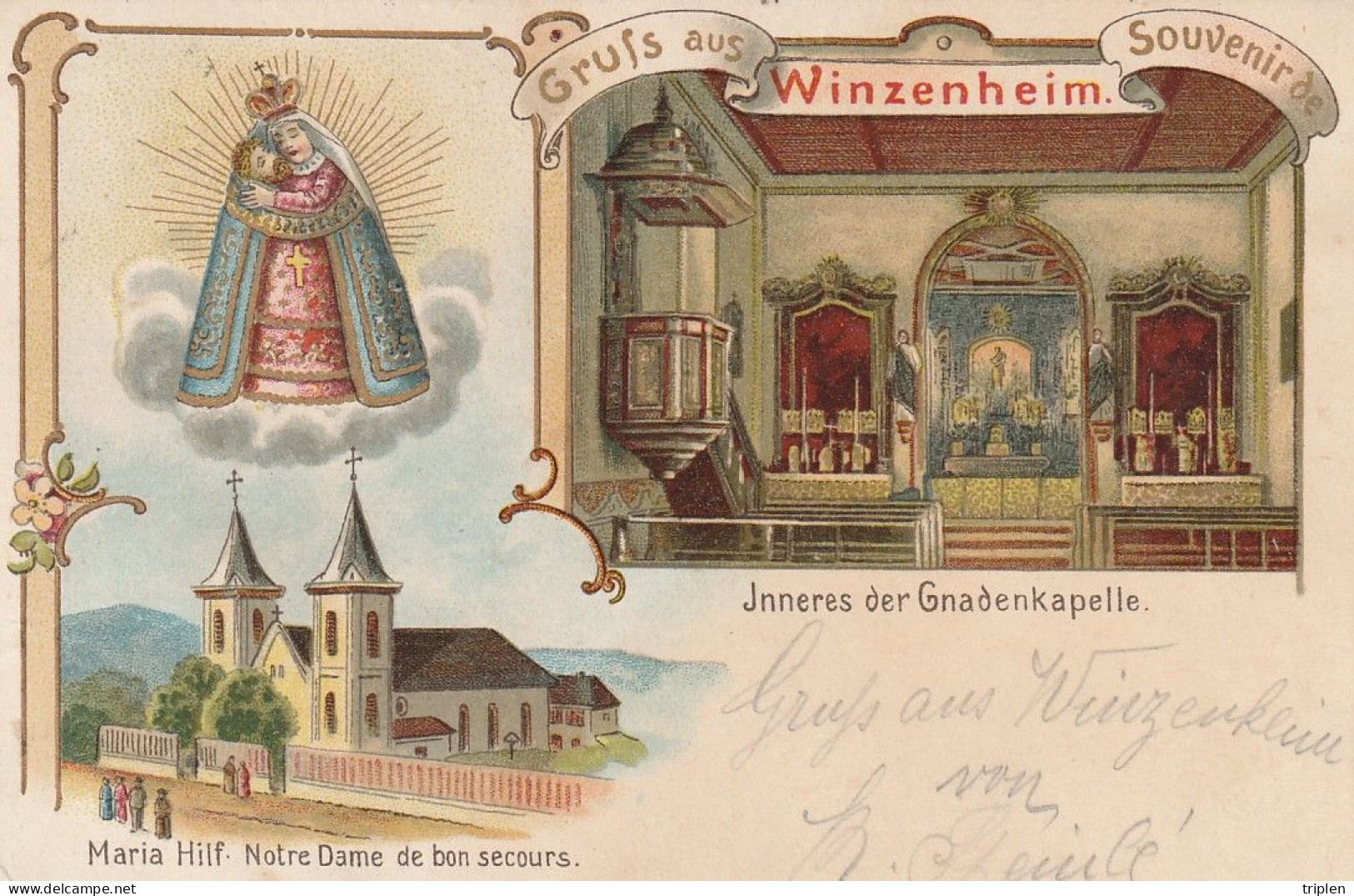 Gruss Aus Wintzenheim (Winzenheim) - Inneres Der Gnadenkapelle - Litho - Wintzenheim