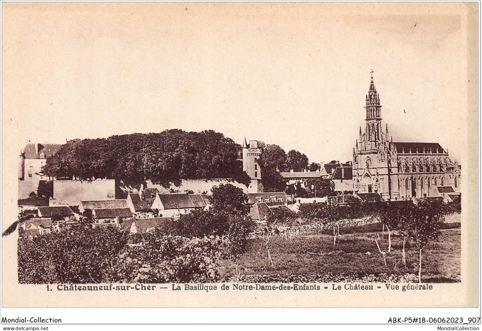 ABKP5-18-0455 - CHATAEUNEUF-SUR-CHER - La Basilique De Notre Dame Des Enfants - Le Chateau - Vue Generale - Chateauneuf Sur Cher