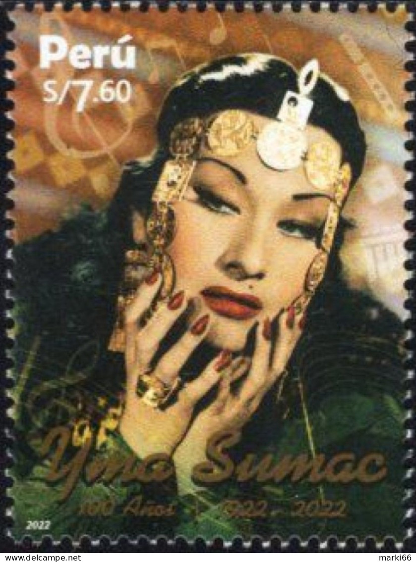 Peru - 2022 - Yma Sumac, Peruvian Singer - Centenary Since Birth - Mint Stamp - Perù