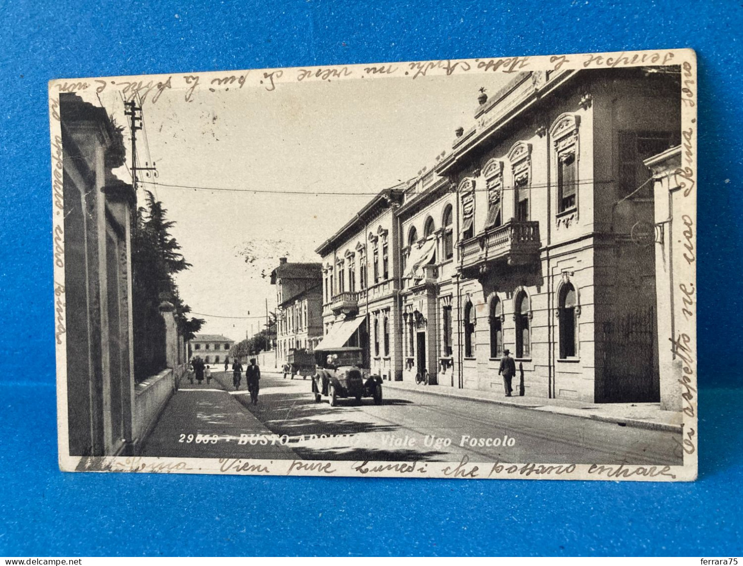 CARTOLINA BUSTO ARSIZIO VIA UGO FOSCOLO VIAGGIATA 1935. - Varese