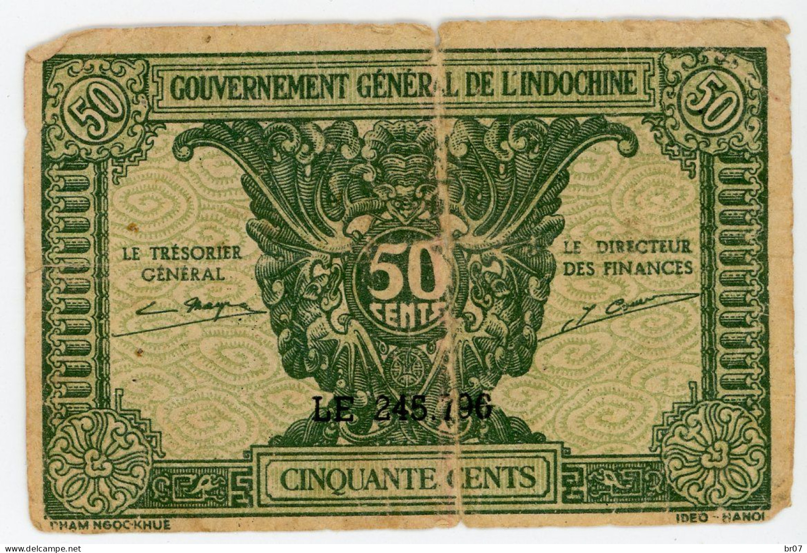 BILLET GOUVERNEMENT GENERAL DE L'INDOCHINE   A CIRCULE - Indochina