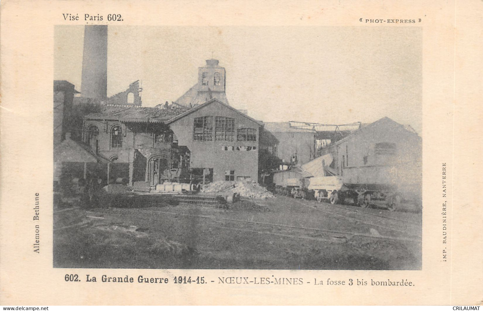 62-NOEUX LES MINES-FOSSE 3 BOMBARDEE-N°6030-A/0327 - Noeux Les Mines