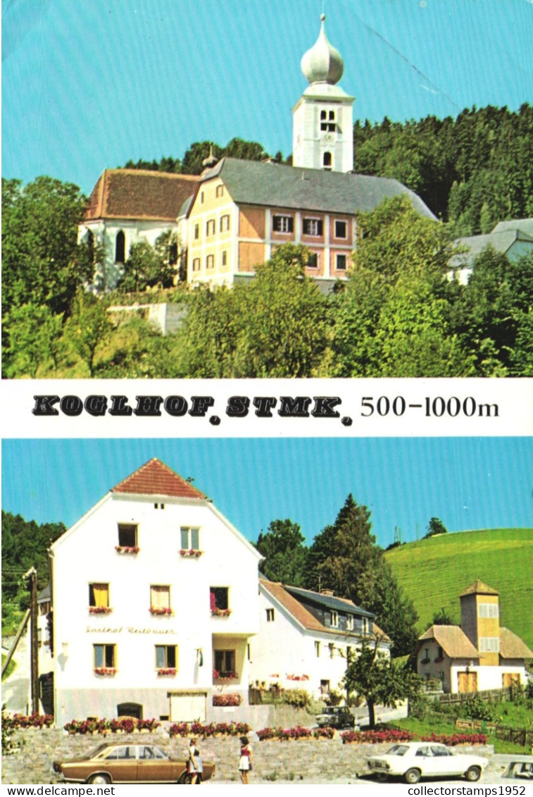 WEIZ, STYRIA, KOGLHOF, MULTIPLE VIEWS, ARCHITECTURE, CAR, CHURCH, AUSTRIA,  POSTCARD - Weiz