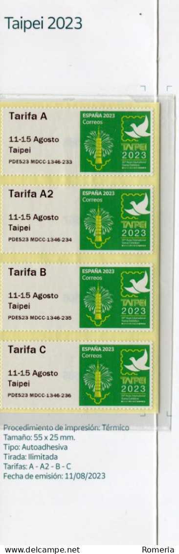 Espagne - 2023 - Taipei 2023 - Timbres De Distributeurs [ATM]