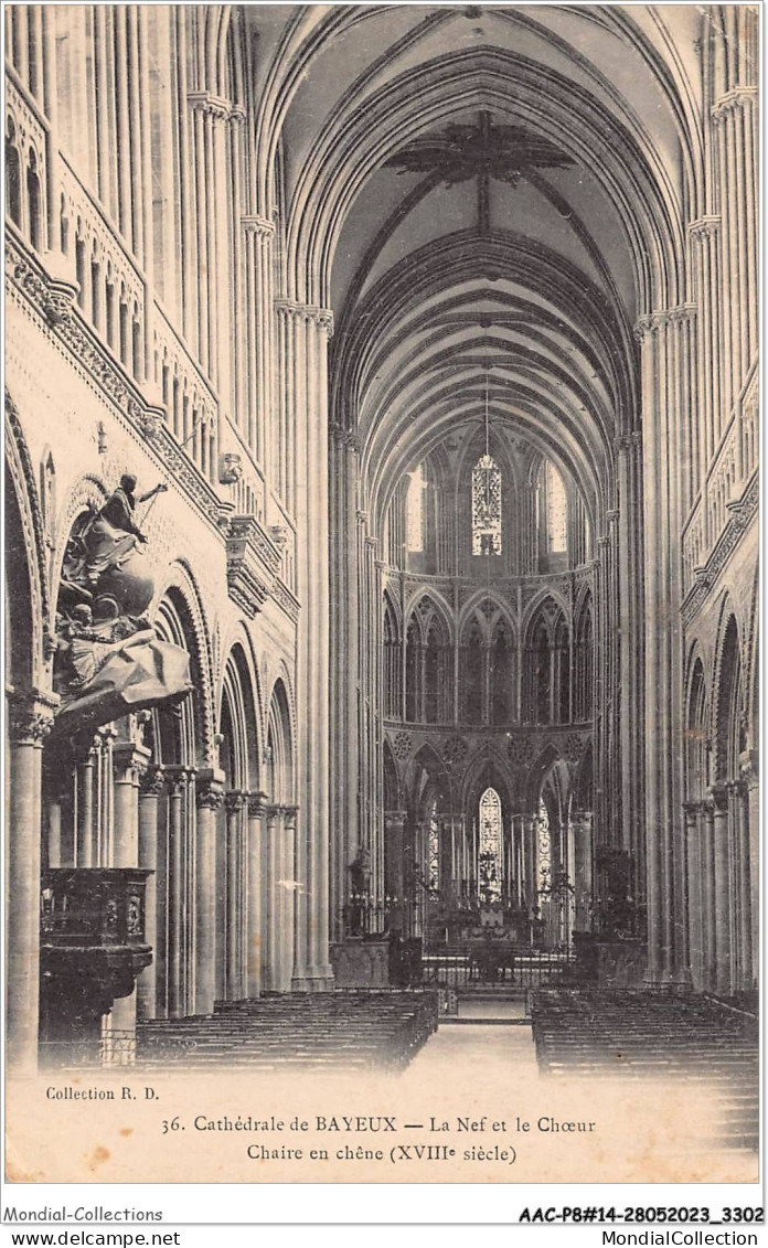 AACP8-14-0734 - Cathedrale De BAYEUX - La Nef Et Le Choeur - Chaire En Chene - Bayeux