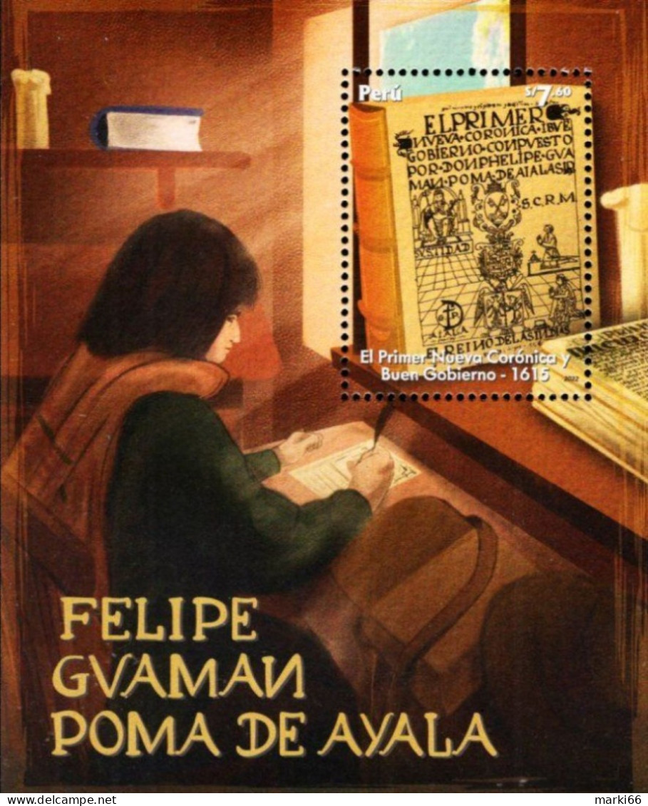 Peru - 2022 - Felipe Guaman Poma De Ayala, Quechuan Historian - Mint Souvenir Sheet - Pérou
