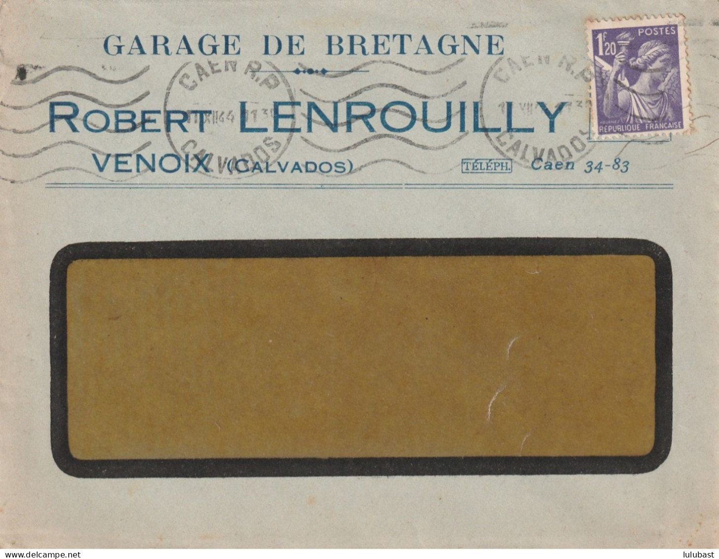 VENOIX (Calvados) : Env. Du Garage De Bretagne, Robert LENROUILLY. - Cartas & Documentos