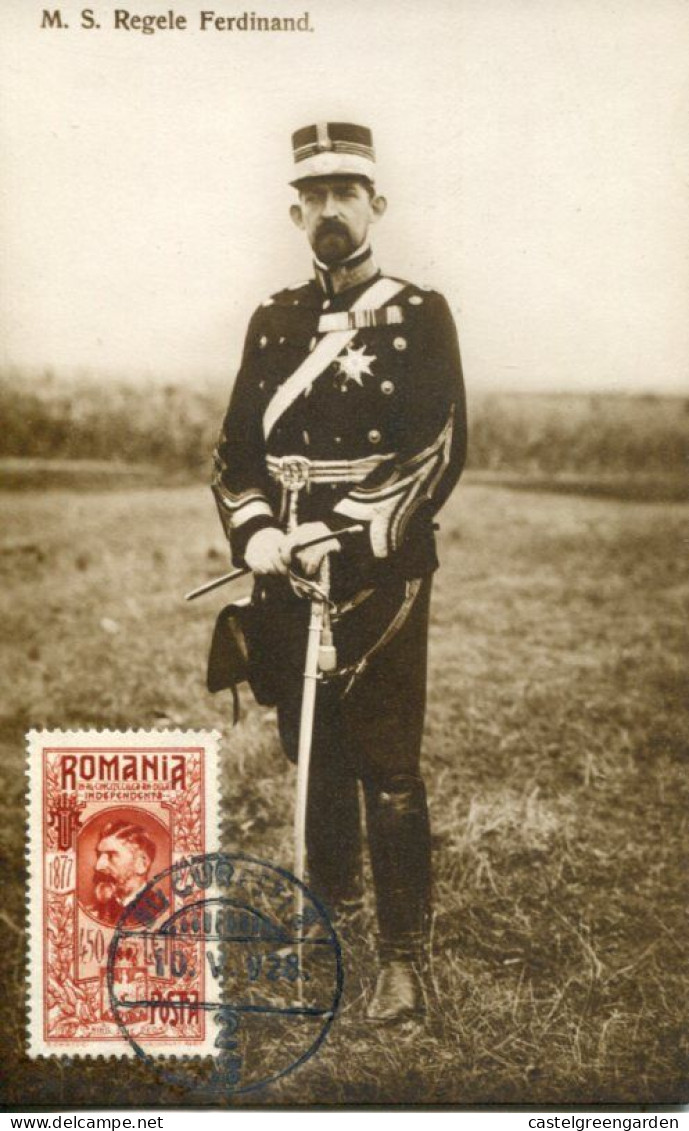 X0133 Romania,maximum 10.5.1928 The King Ferdinand I. For The 50th Anniversary Of Independence - Maximum Cards & Covers