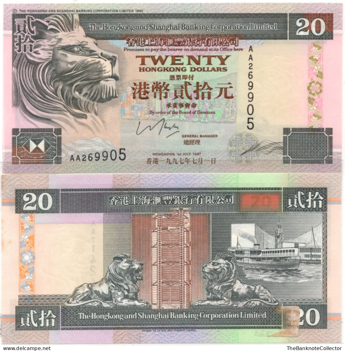 Hong Kong HSBC 20 Dollars 1997 P-201 UNC - Hong Kong