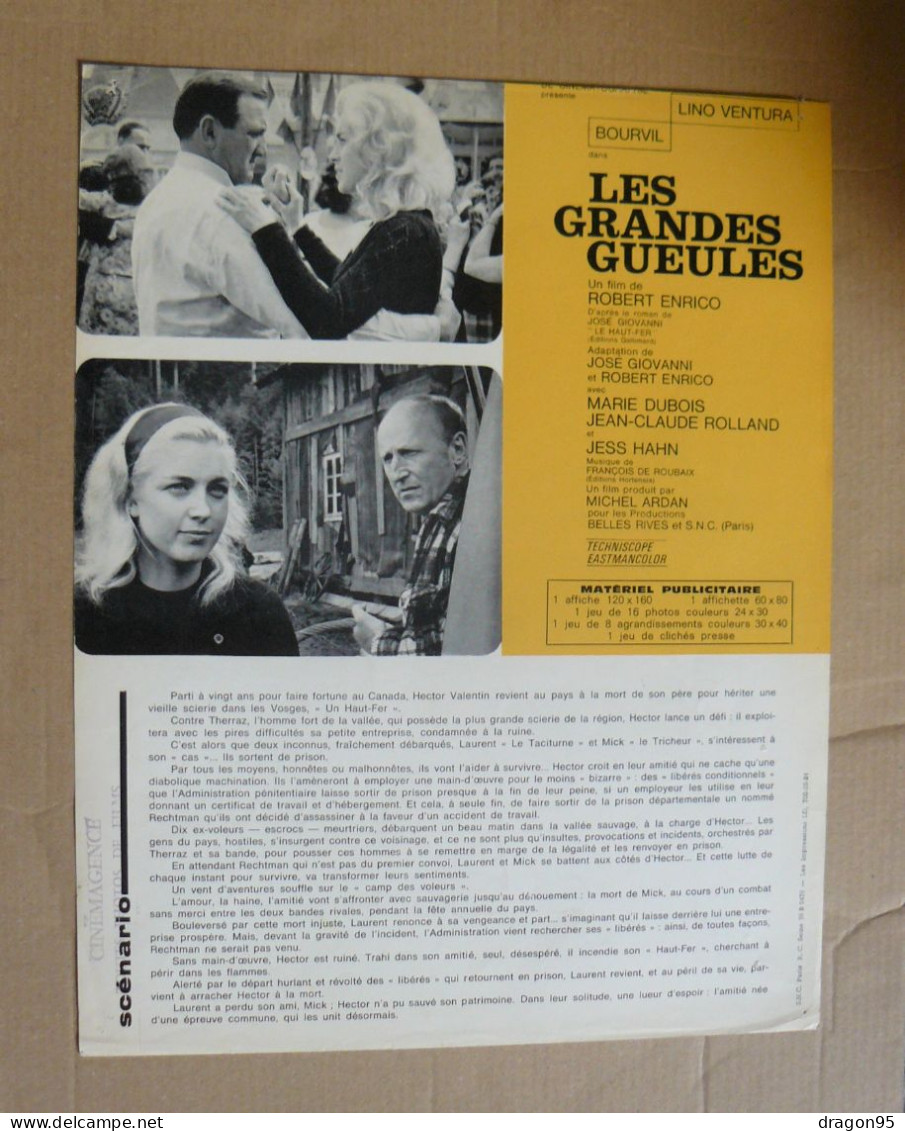 Dossier De Presse Du Film Les Grandes Gueules : Lino Ventura, Bourvil - 1965 - Publicité Cinématographique