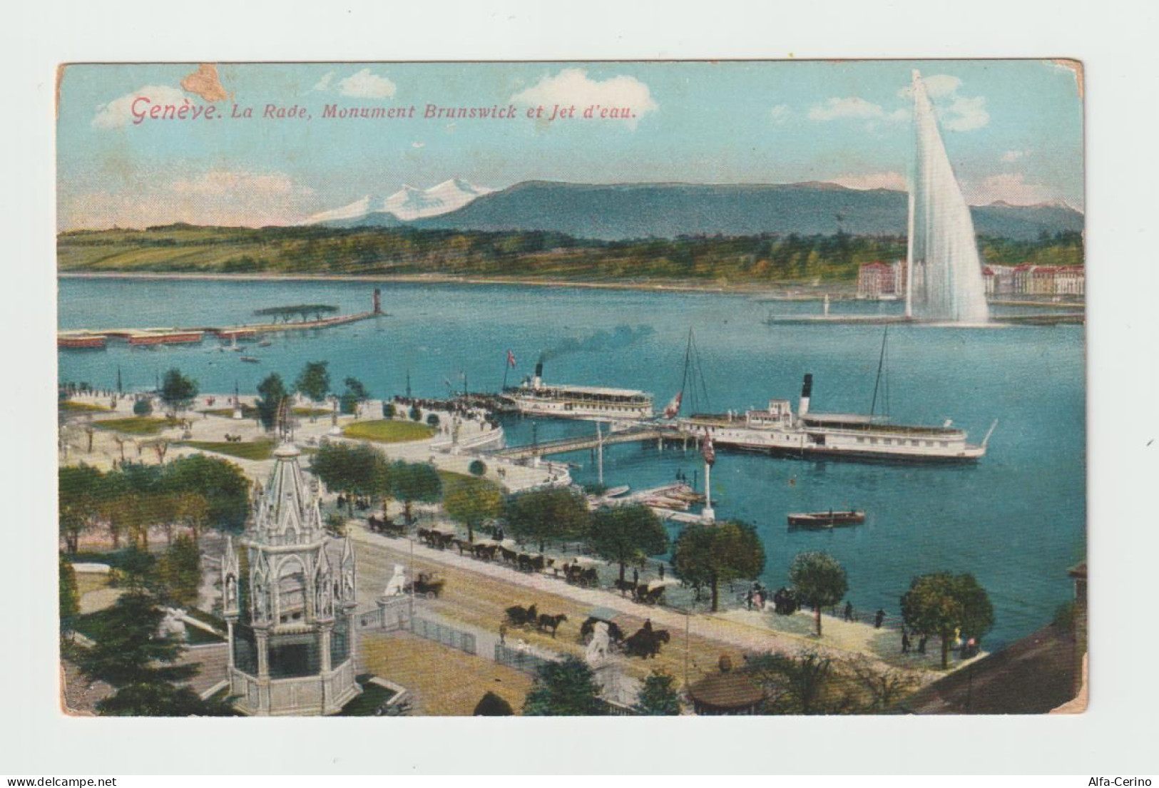 GENEVE:  LA  RADE, MONUMENT  BRUNSWICK  ET  JET  D' EAU  -  FP - Genève